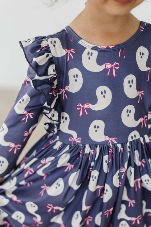 tied-with-a-boo-3-4-ruffle-twirl-dress Mila &  Rose - Sophia's Style-Tied with a Boo 3/4 Ruffle Twirl Dress-6-12M--1